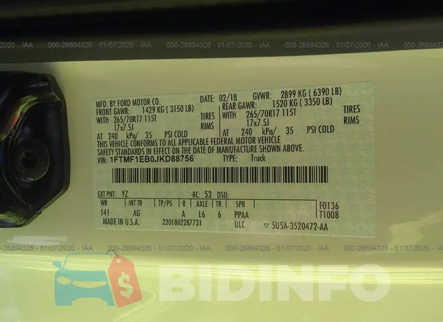 1FTMF1EB0JKD88756 Photo# 9