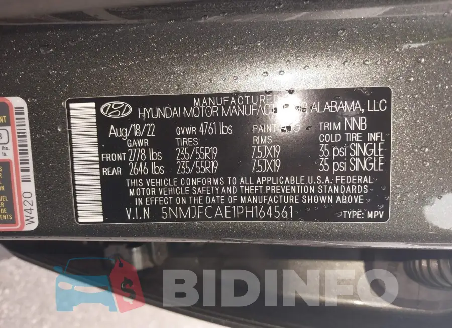 5NMJFCAE1PH164561 Photo# 9