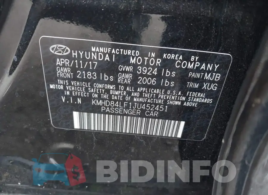 KMHD84LF1JU452451 Photo# 9