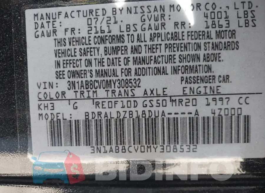 3N1AB8CV0MY308532 Photo# 9
