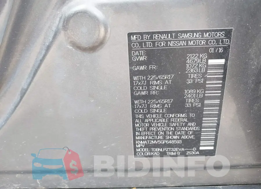 KNMAT2MV5GP648593 Photo# 9