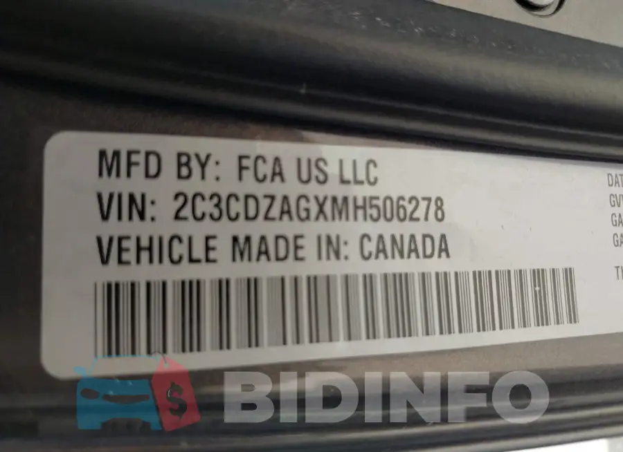 2C3CDZAGXMH506278 Photo# 9