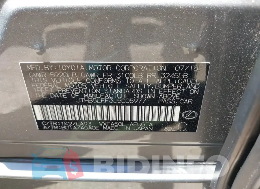 JTHB5LFF3J5005977 Photo# 9
