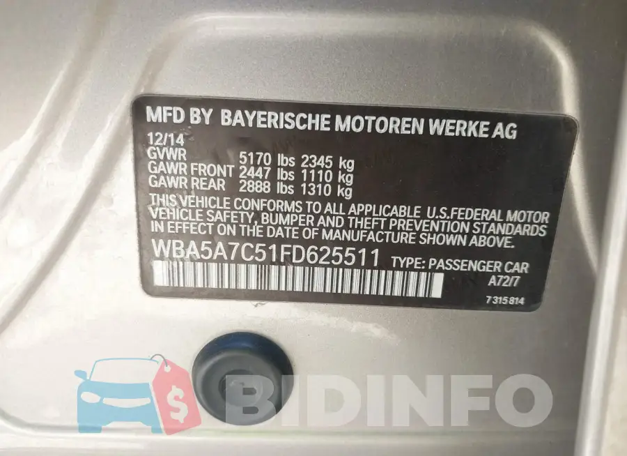 WBA5A7C51FD625511 Photo# 9