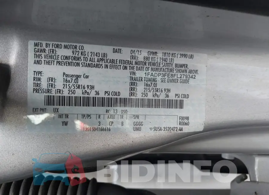 1FADP3FE8FL279342 Photo# 9