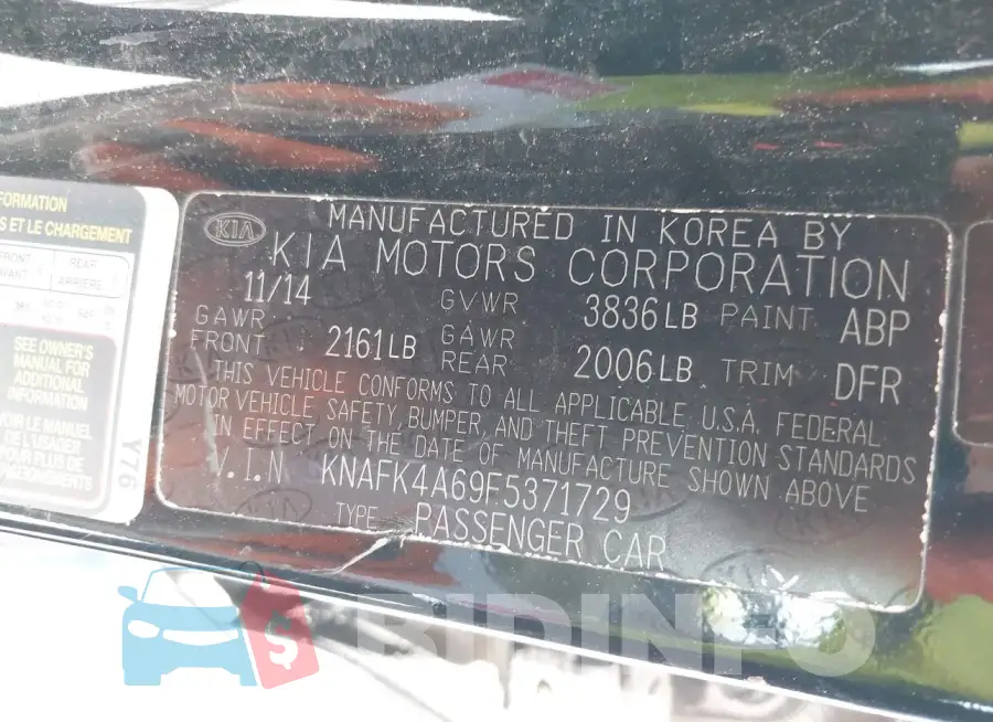 KNAFK4A69F5371729 Photo# 9