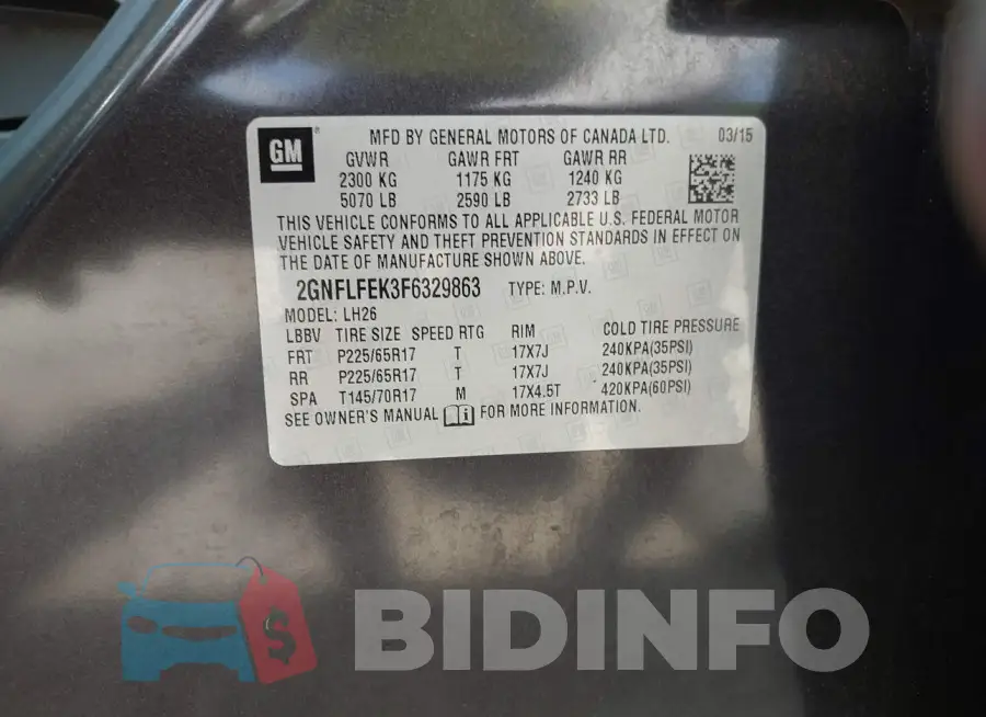 2GNFLFEK3F6329863 Photo# 9