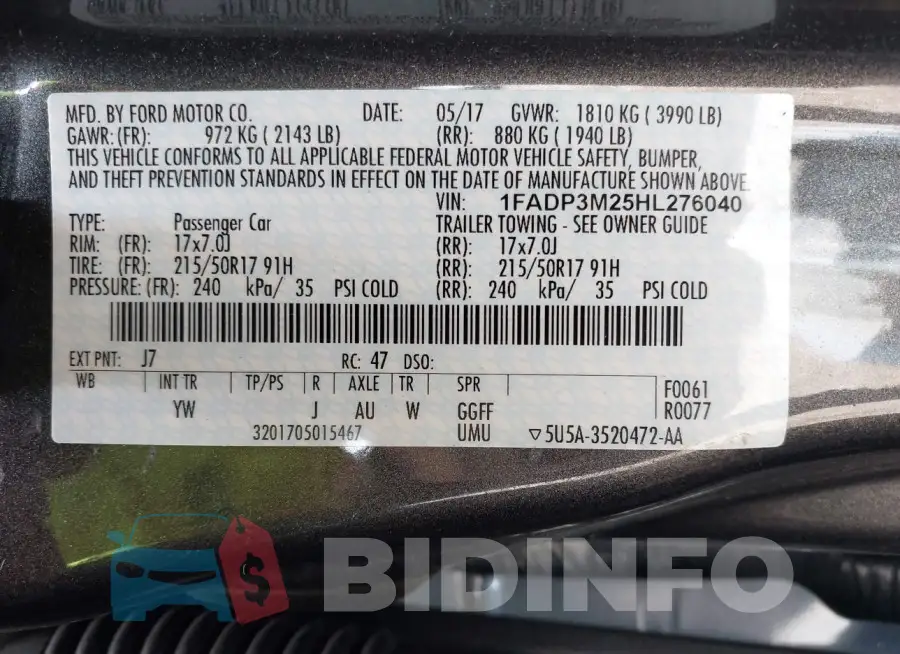 1FADP3M25HL276040 Photo# 9