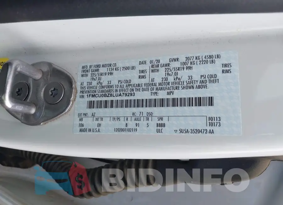1FMCU0BZ8LUA79293 Photo# 9