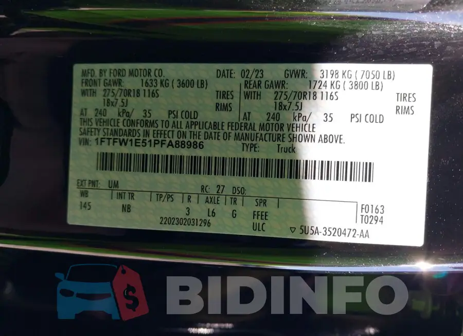 1FTFW1E51PFA88986 Photo# 9