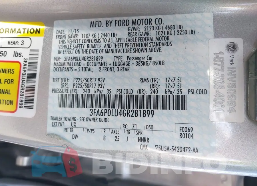 3FA6P0LU4GR281899 Photo# 9