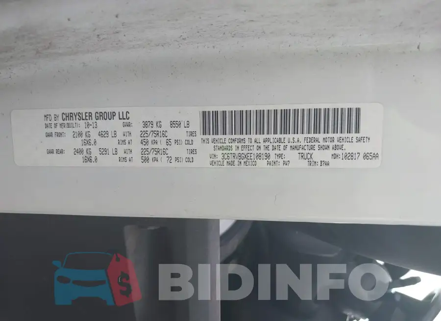 3C6TRVBGXEE108190 Photo# 9