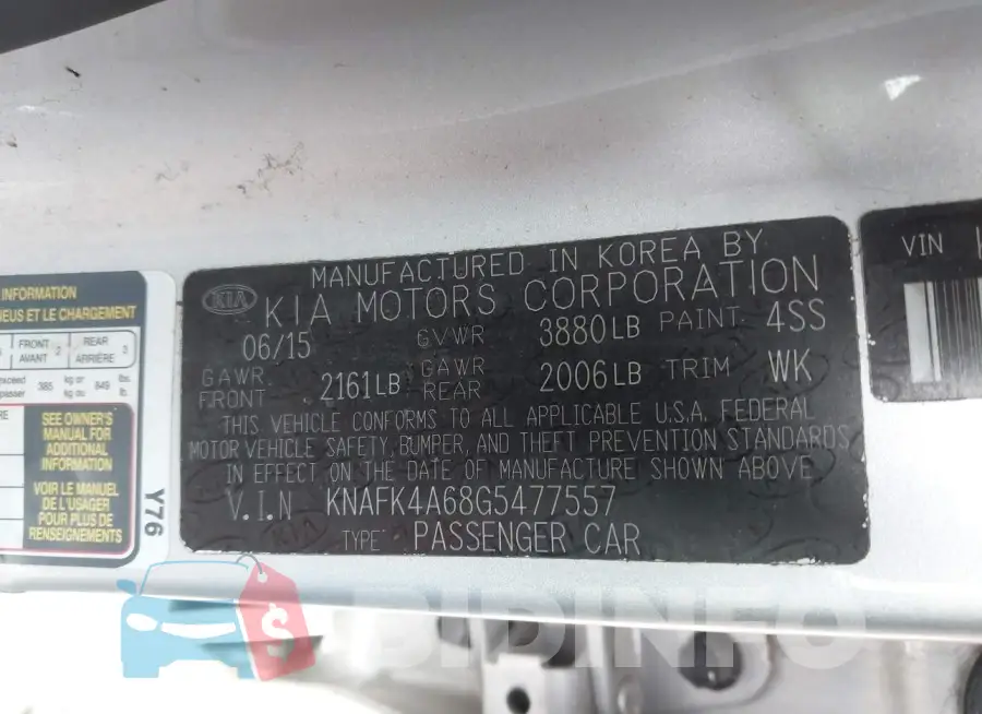 KNAFK4A68G5477557 Photo# 9