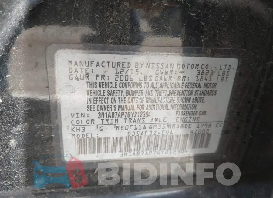 3N1AB7AP7GY212304 Photo# 9