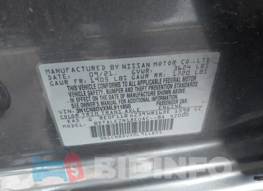 3N1CN8DVXML911855 Photo# 9
