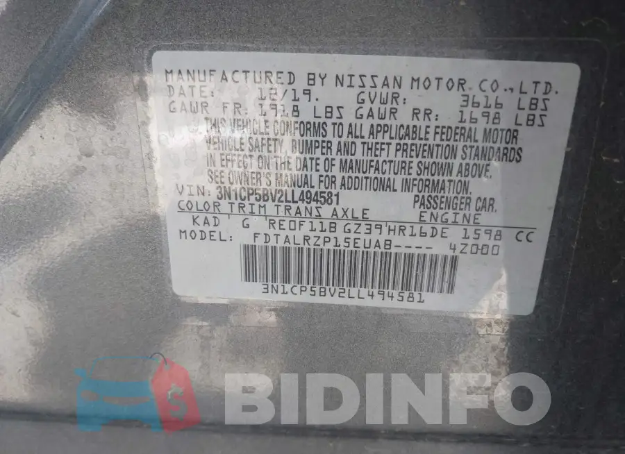 3N1CP5BV2LL494581 Photo# 9