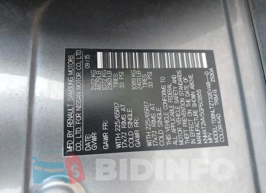 KNMAT2MV5GP601855 Photo# 9