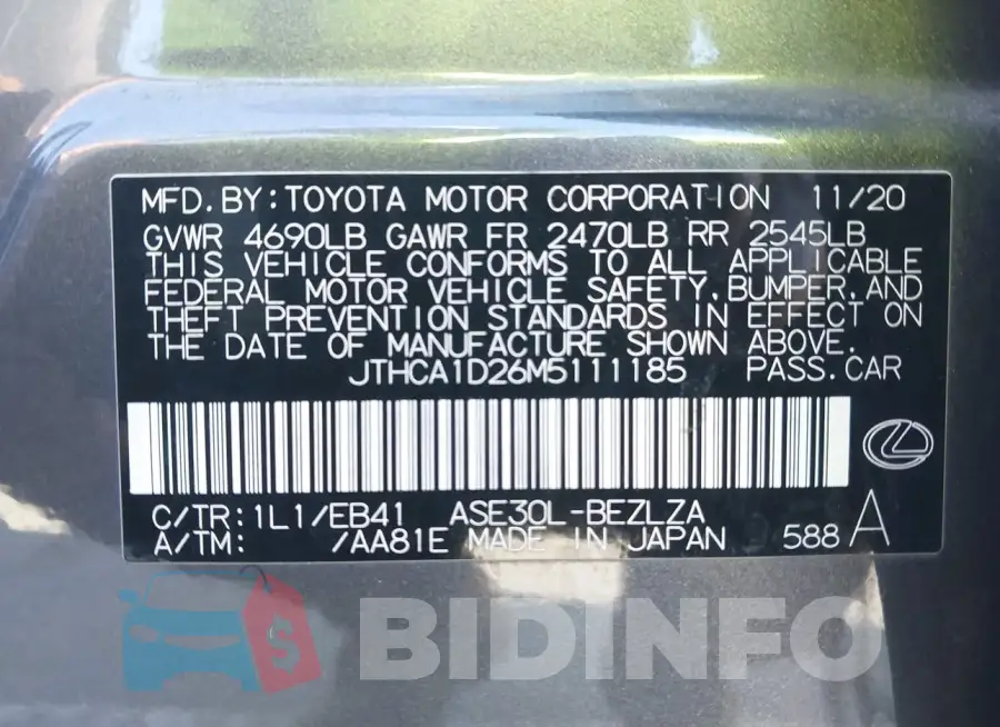 JTHCA1D26M5111185 Photo# 9