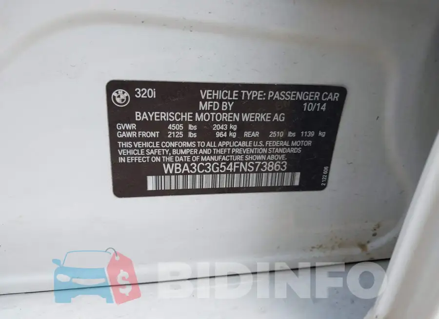 WBA3C3G54FNS73863 Photo# 9