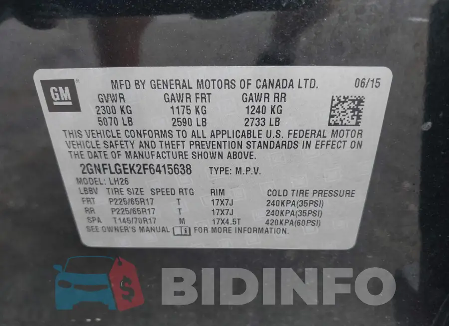 2GNFLGEK2F6415638 Photo# 9