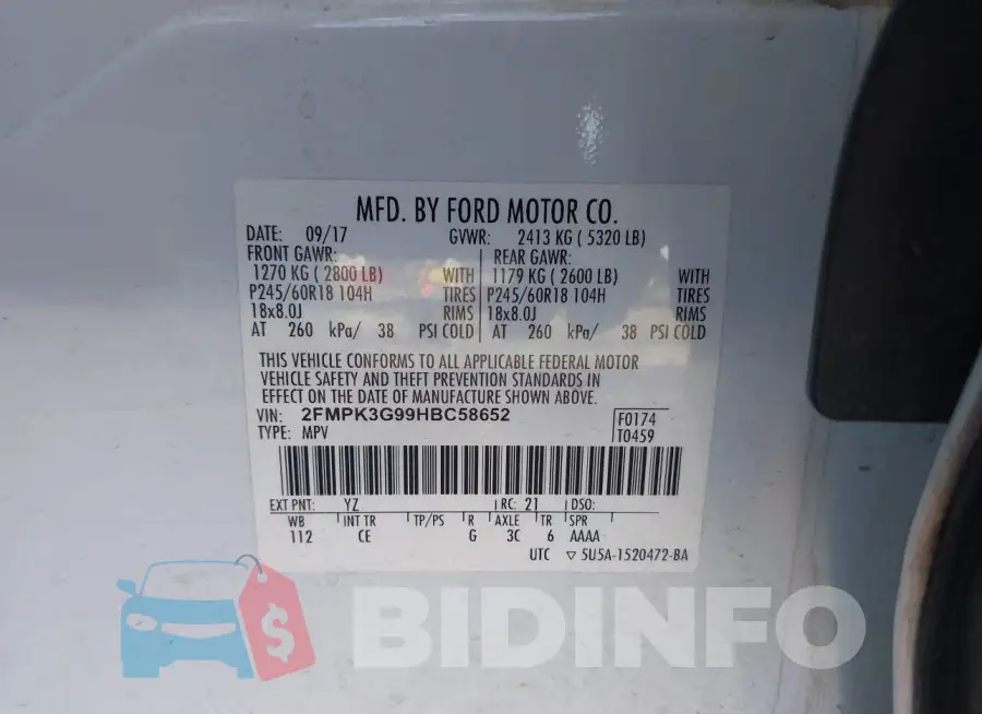 2FMPK3G99HBC58652 Photo# 9