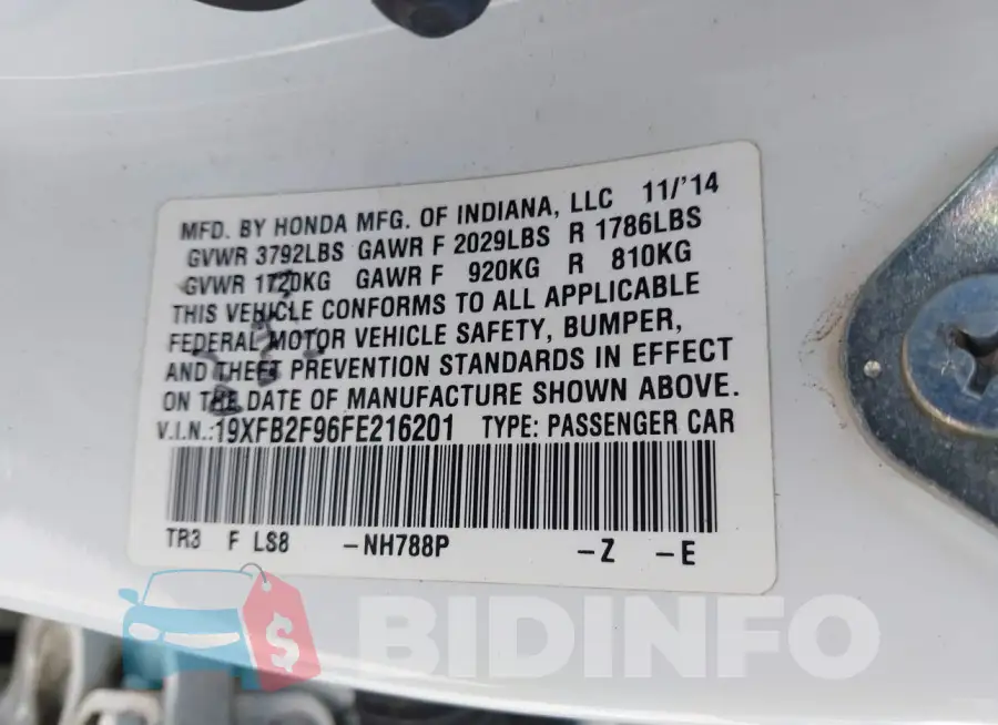 19XFB2F96FE216201 Photo# 9