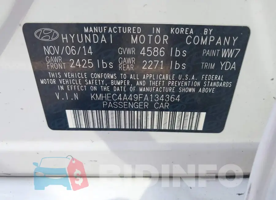 KMHEC4A49FA134364 Photo# 9
