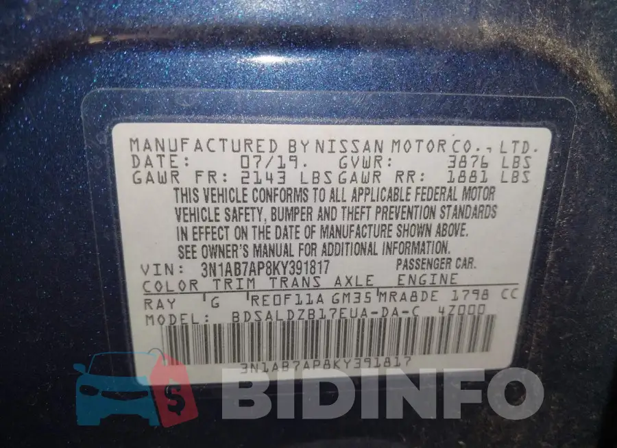 3N1AB7AP8KY391817 Photo# 9