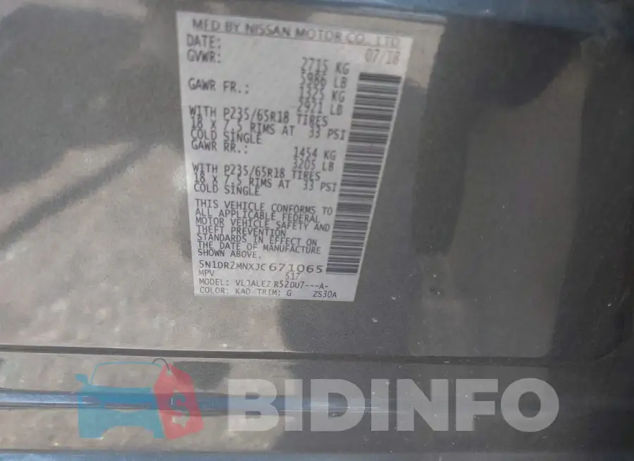 5N1DR2MNXJC671065 Photo# 9