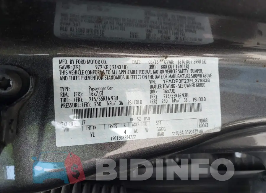 1FADP3F23FL379838 Photo# 9