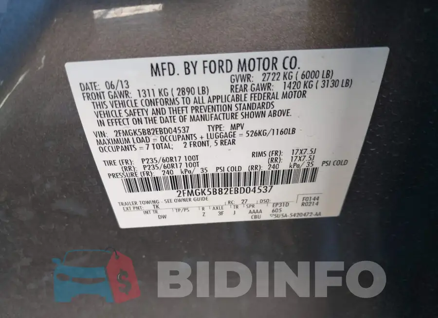 2FMGK5B82EBD04537 Photo# 9