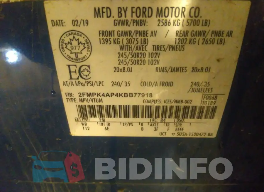 2FMPK4AP4KBB77918 Photo# 9