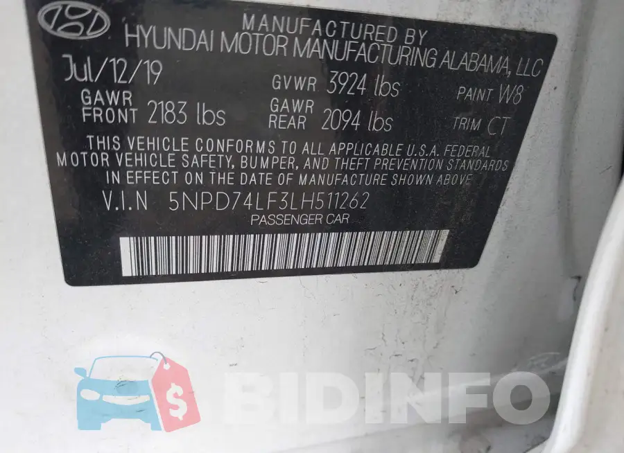 5NPD74LF3LH511262 Photo# 9