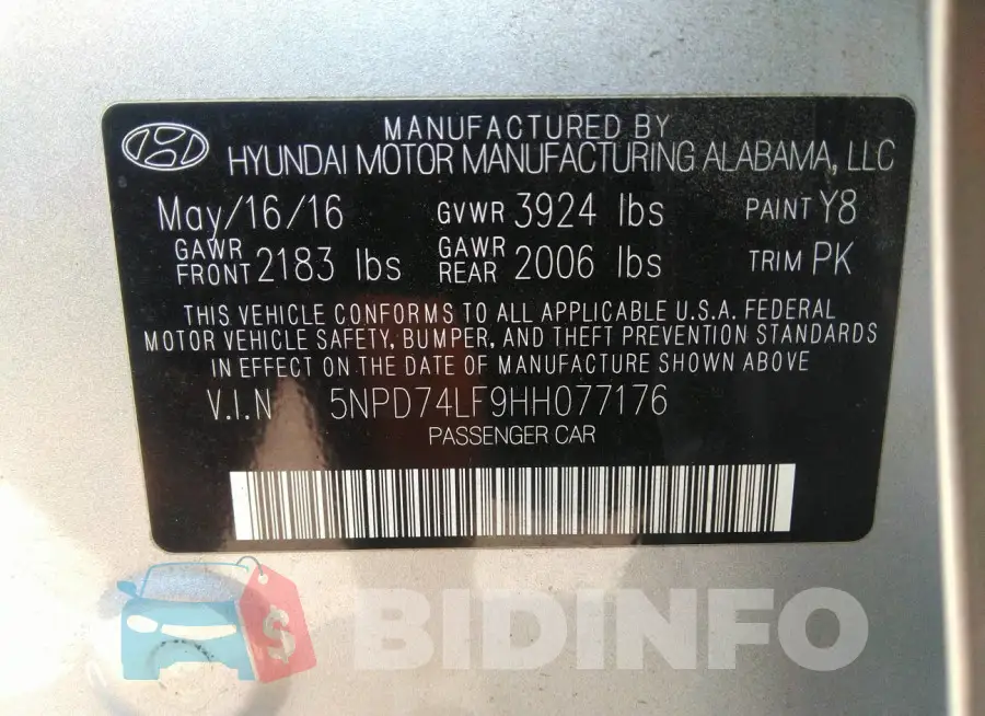 5NPD74LF9HH077176 Photo# 9
