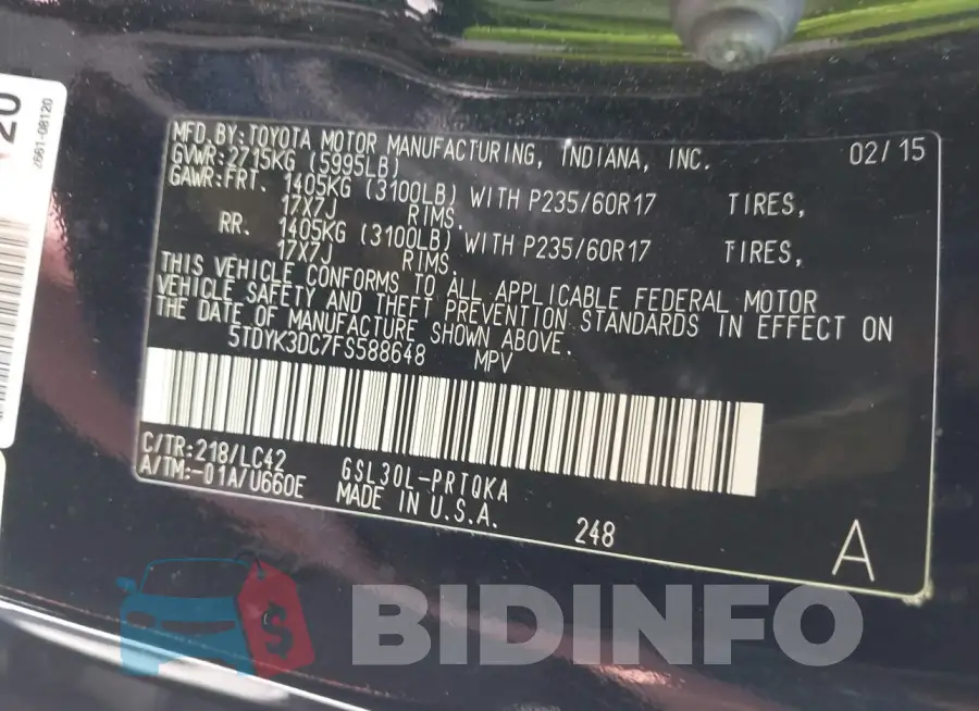 5TDYK3DC7FS588648 Photo# 9