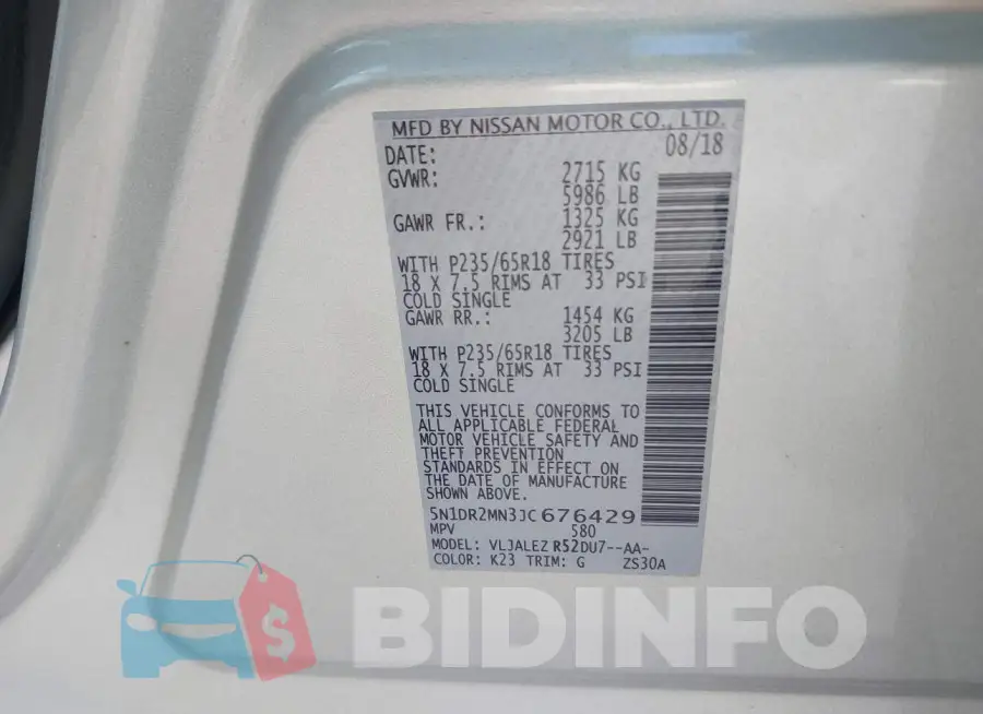 5N1DR2MN3JC676429 Photo# 9