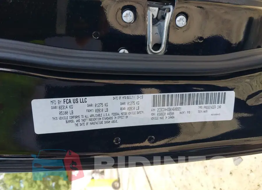 2C3CDXHG5KH608921 Photo# 9