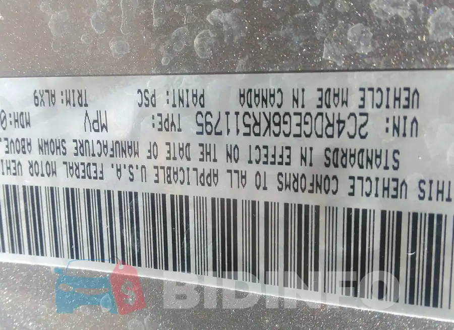 2C4RDGEG6KR511795 Photo# 9