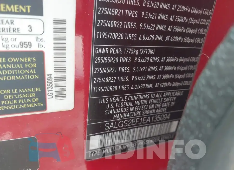 SALGS2EF1EA135094 Photo# 9