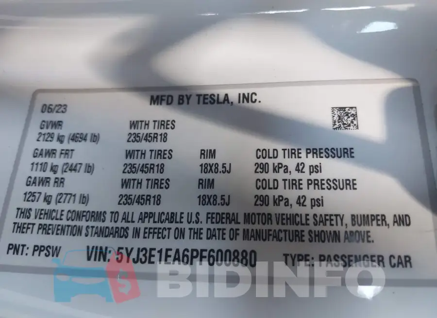 5YJ3E1EA6PF600880 Photo# 9