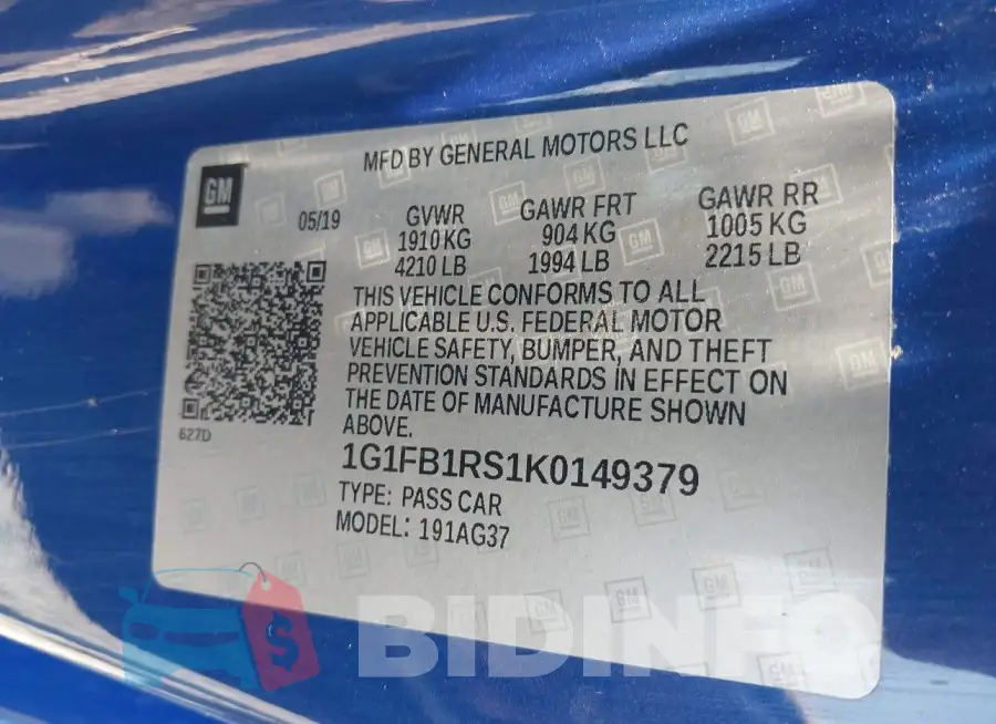 1G1FB1RS1K0149379 Photo# 9