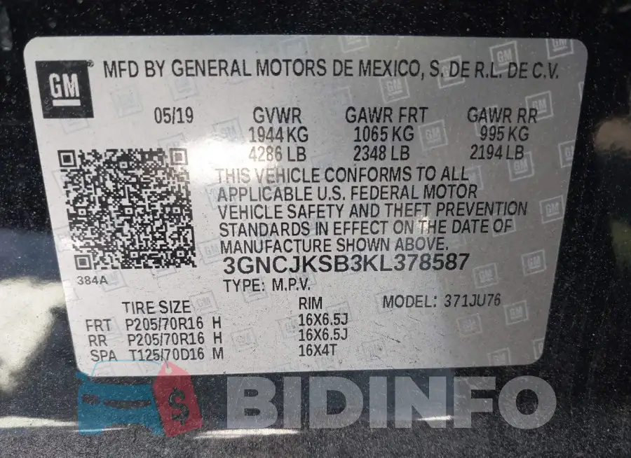 3GNCJKSB3KL378587 Photo# 9