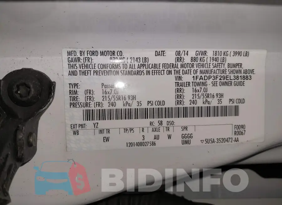 1FADP3F29EL381883 Photo# 9