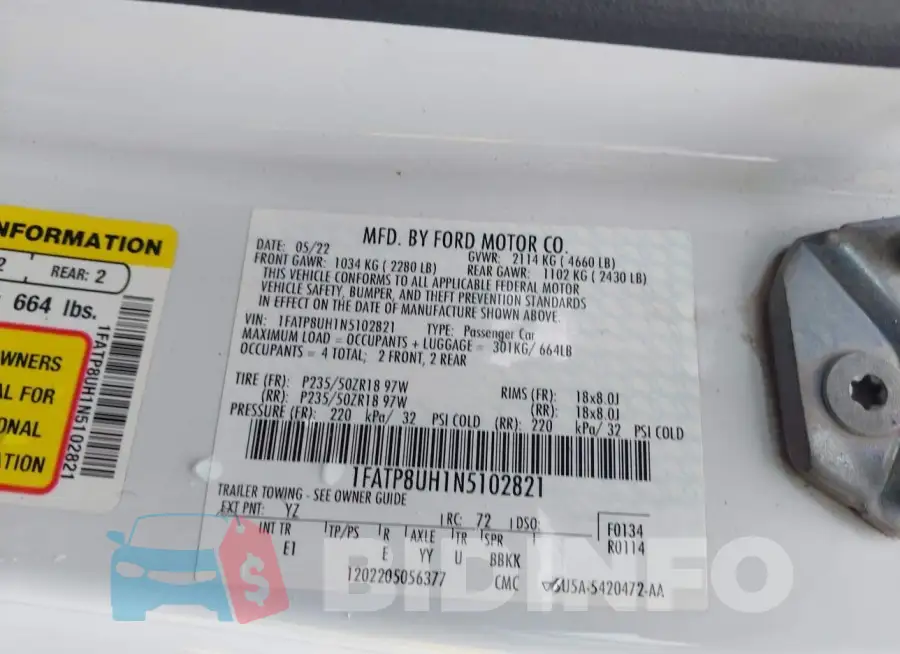 1FATP8UH1N5102821 Photo# 9