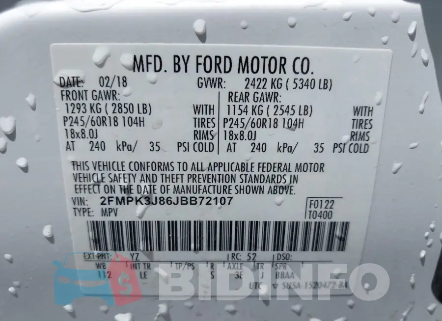 2FMPK3J86JBB72107 Photo# 9