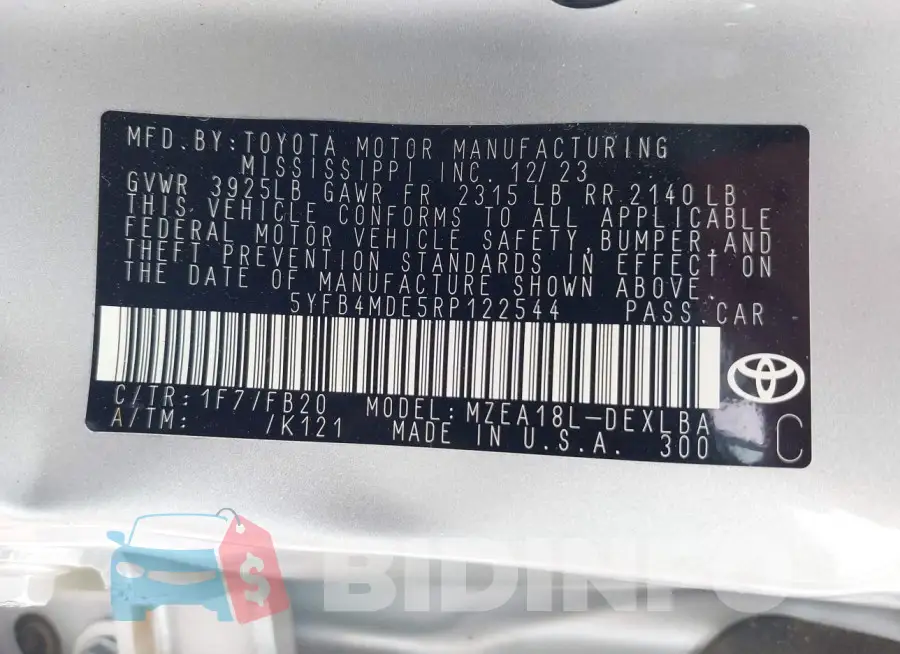 5YFB4MDE5RP122544 Photo# 9