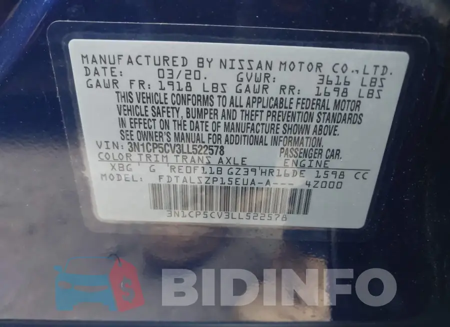 3N1CP5CV3LL522578 Photo# 9