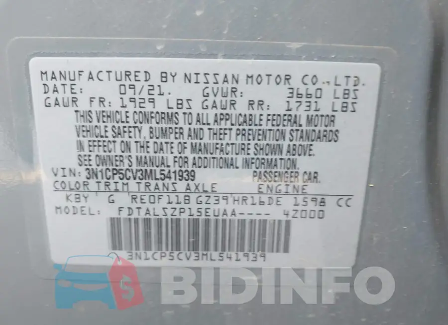 3N1CP5CV3ML541939 Photo# 9