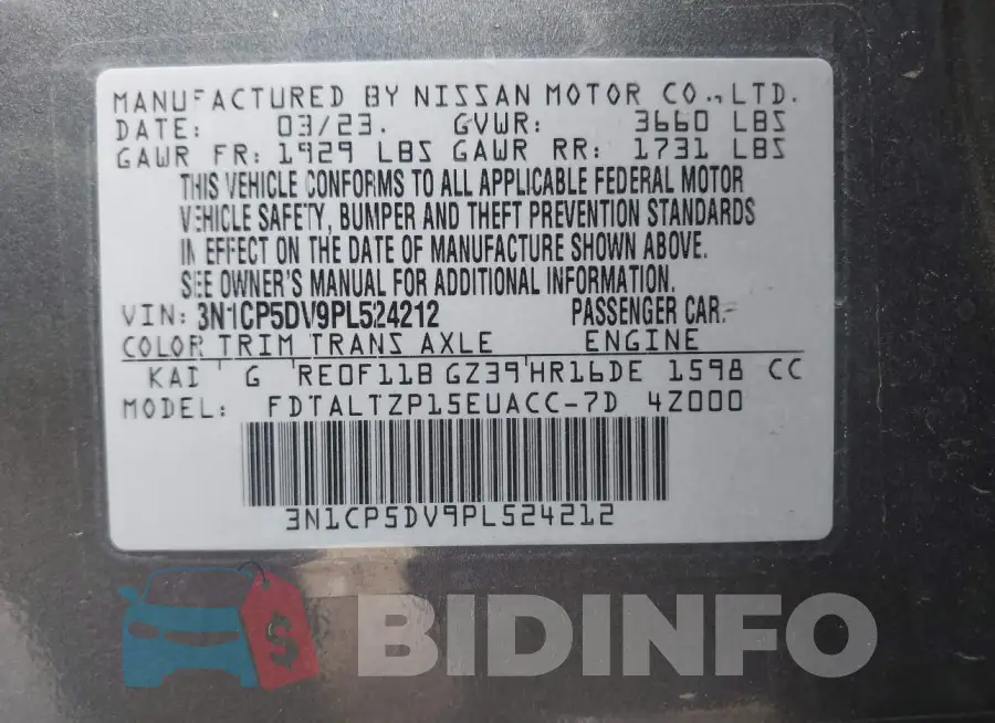 3N1CP5DV9PL524212 Photo# 9