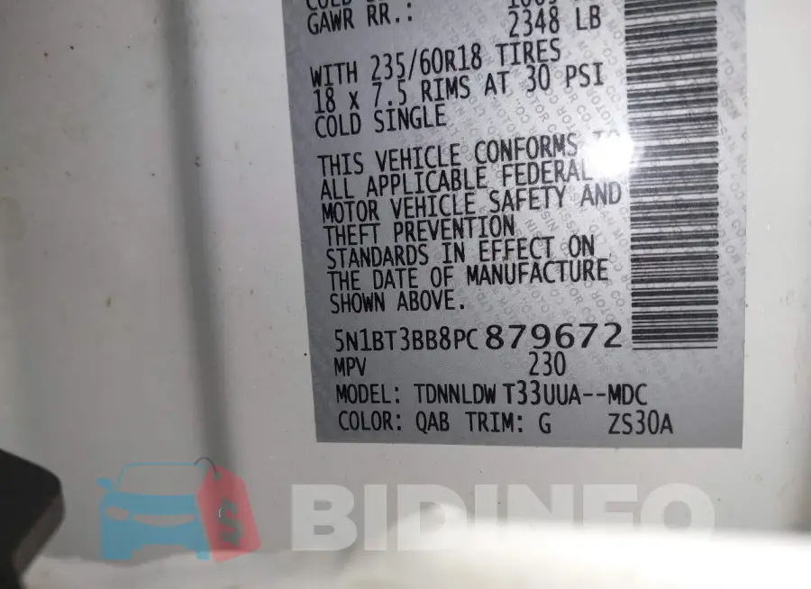 5N1BT3BB8PC879672 Photo# 9